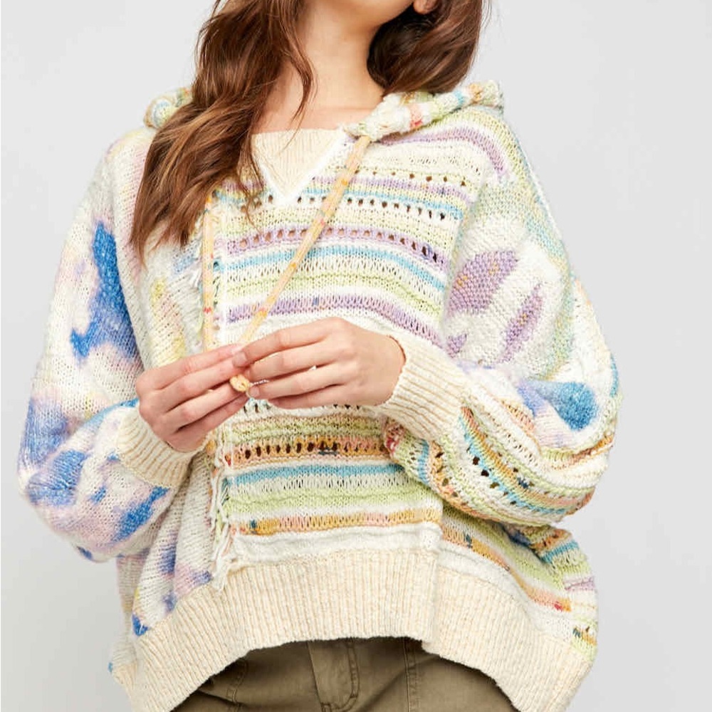 FREE PEOPLE FLOWER CHILD PONCHO HOODIE XL